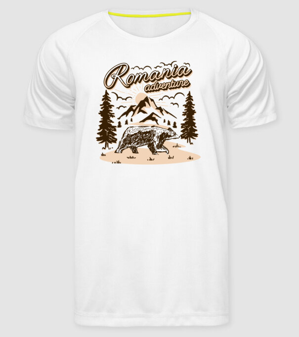 Romania bear adventure model alb pe tricou