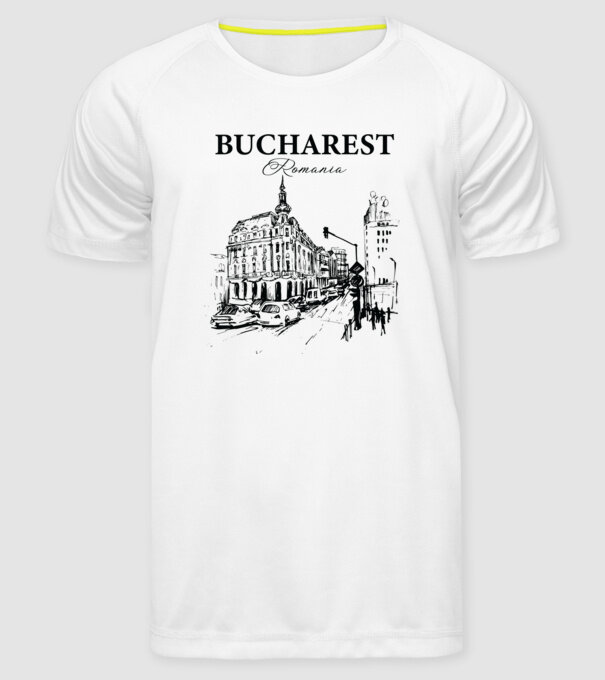 România Bucharest vintage model alb pe tricou