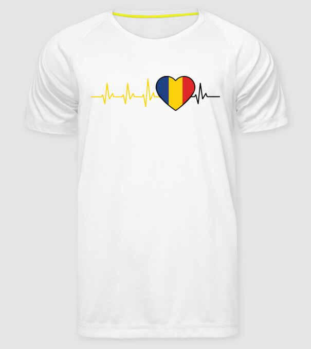 România heartbeat model alb pe tricou