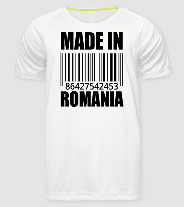 România made in model alb pe tricou