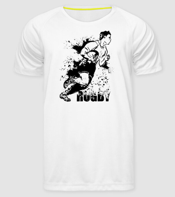 Rugby model alb pe tricou