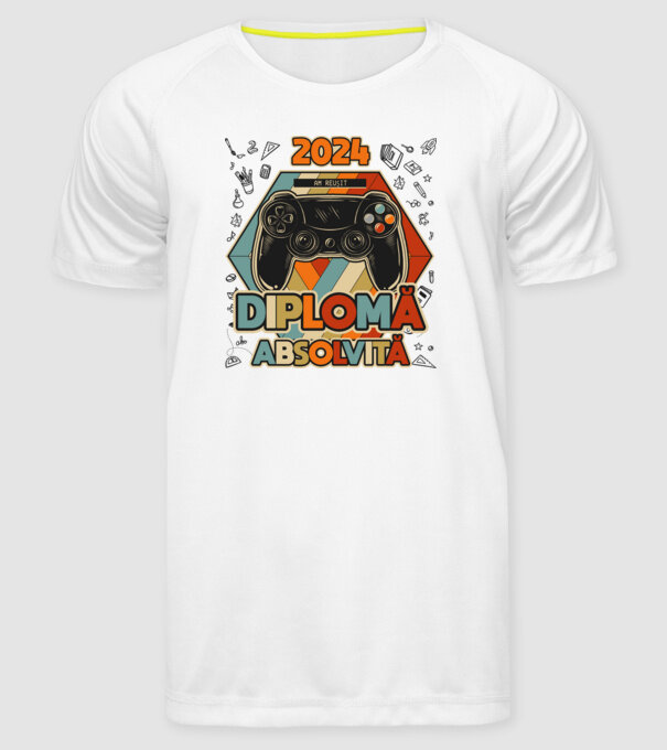 școala generală diplomă model alb pe tricou