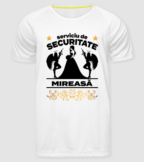 serviciu de securitate mireasă model alb pe tricou