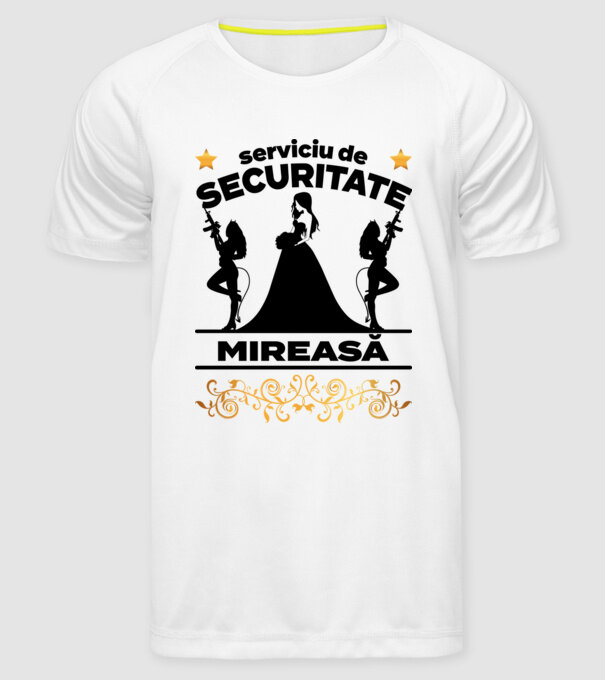 serviciu de securitate mireasă model alb pe tricou