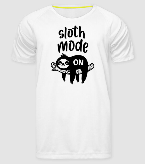 Sloth mode on model alb pe tricou