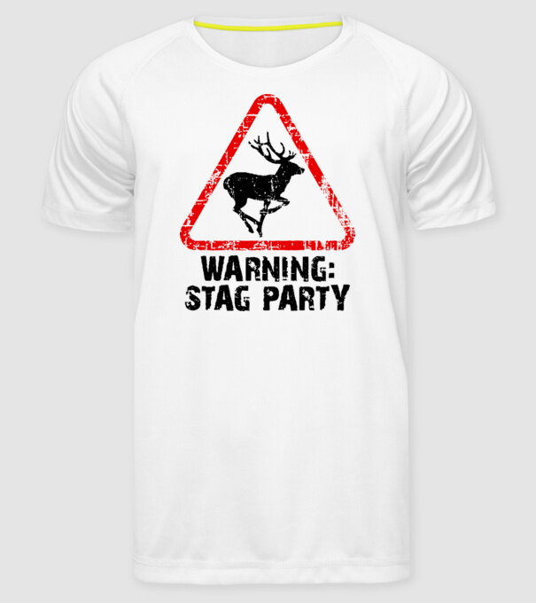 Stag Party model alb pe tricou
