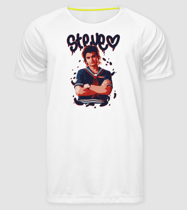 steve stranger things model alb pe tricou
