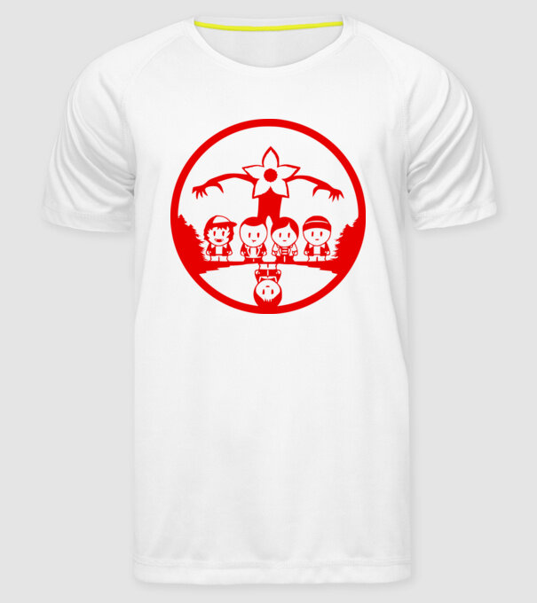 stranger things cartoon model alb pe tricou