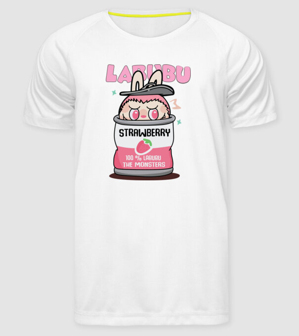 Strawberry Labubu model alb pe tricou