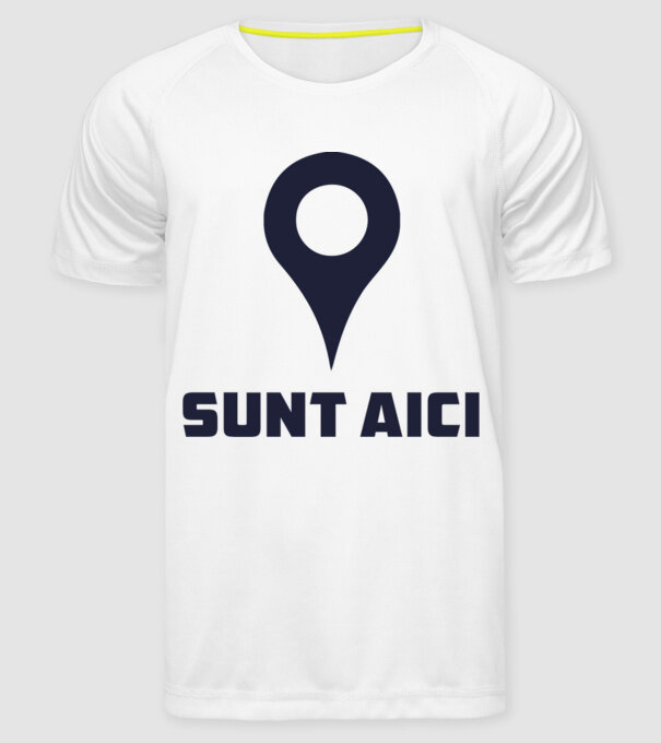 Sunt Aici model alb pe tricou