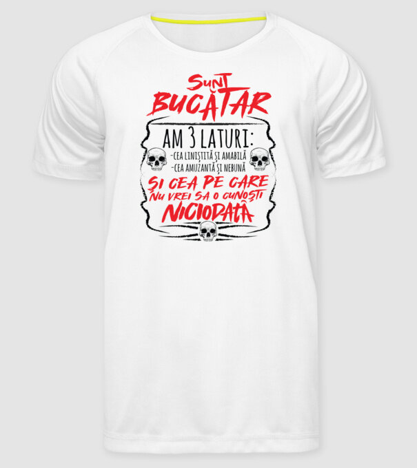 sunt bucătar am 3 laturi model alb pe tricou
