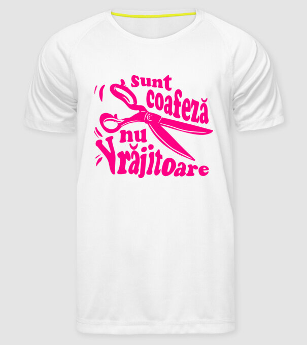 sunt coafeză, nu vrăjitoare model alb pe tricou