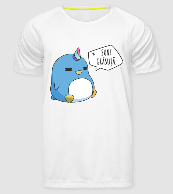 sunt grăsuță model alb pe tricou