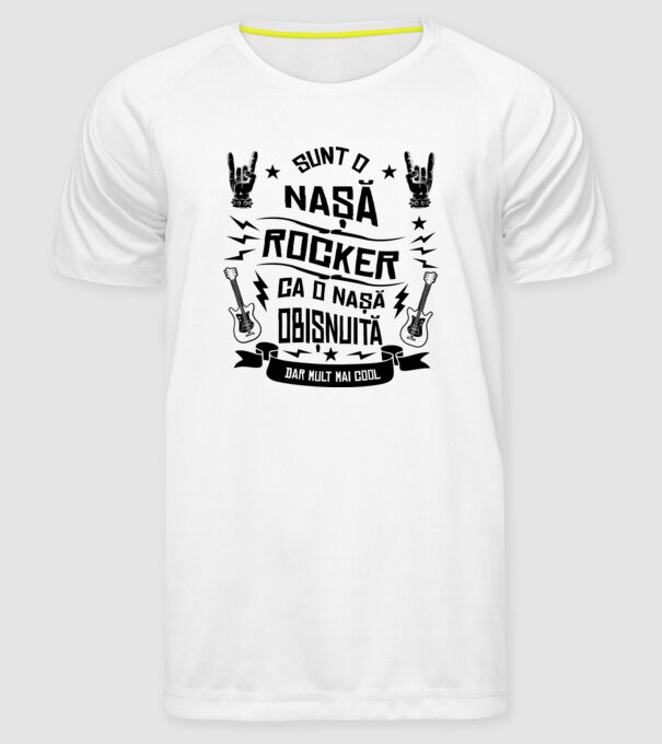 Sunt o nașă rocker, ca o nașă obișnuită, dar mult mai cool model alb pe tricou