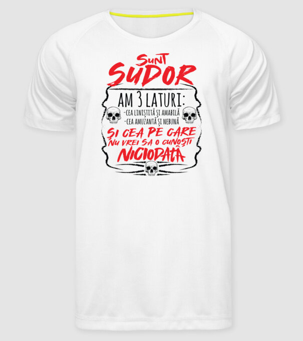 sunt sudor am 3 laturi model alb pe tricou