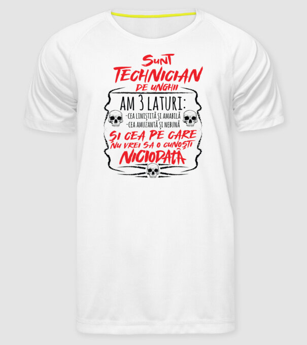 sunt tehnician de unghii am 3 laturi model alb pe tricou