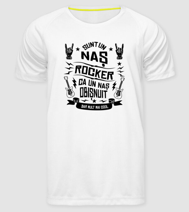 Sunt un naș rocker, ca un naș obișnuit, dar mult mai cool model alb pe tricou