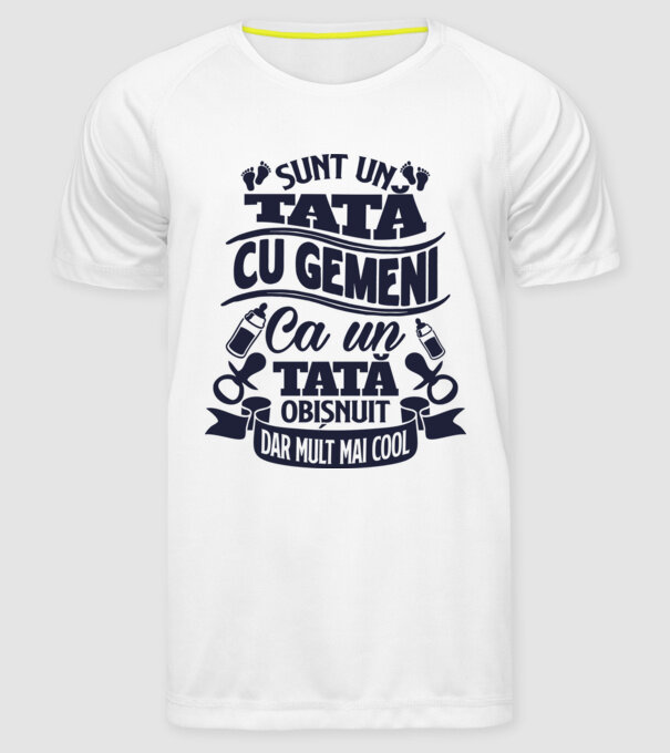 Sunt un tată cu gemeni, ca un tată obișnuit, dar mult mai cool model alb pe tricou