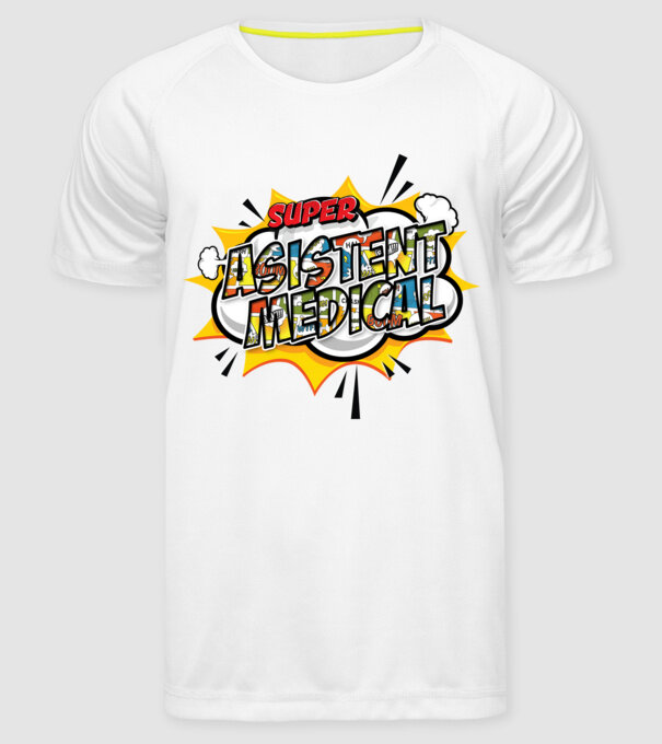 Super Asistent medical model alb pe tricou