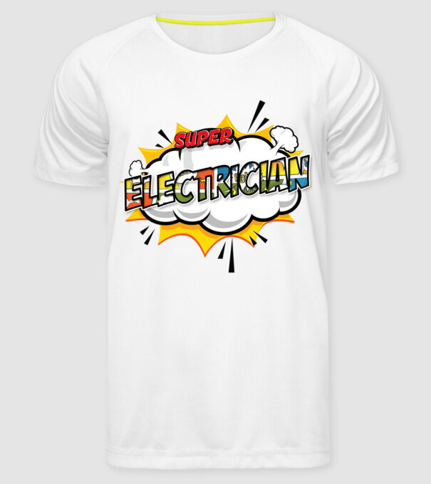 Super Electrician model alb pe tricou
