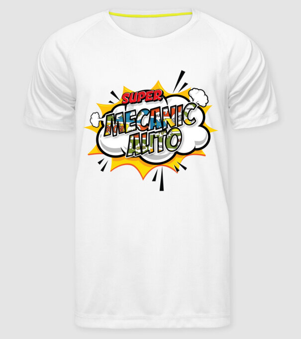 Super mecanic auto model alb pe tricou