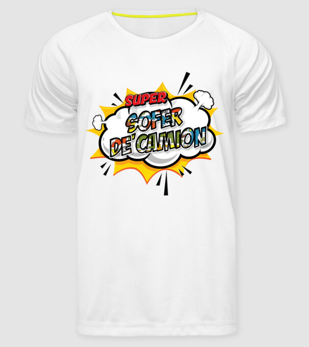 Super Șofer de camion model alb pe tricou