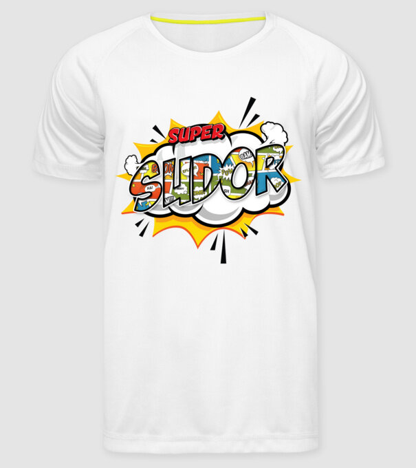 Super Sudor model alb pe tricou