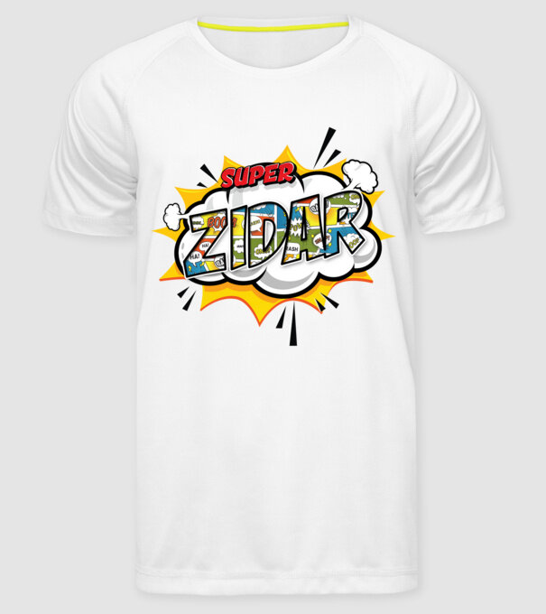 Super Zidar model alb pe tricou