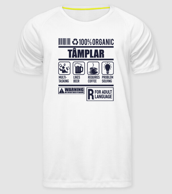 TÂMPLAR model alb pe tricou