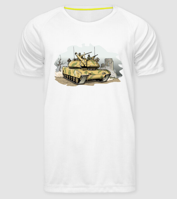 Tancuri model alb pe tricou