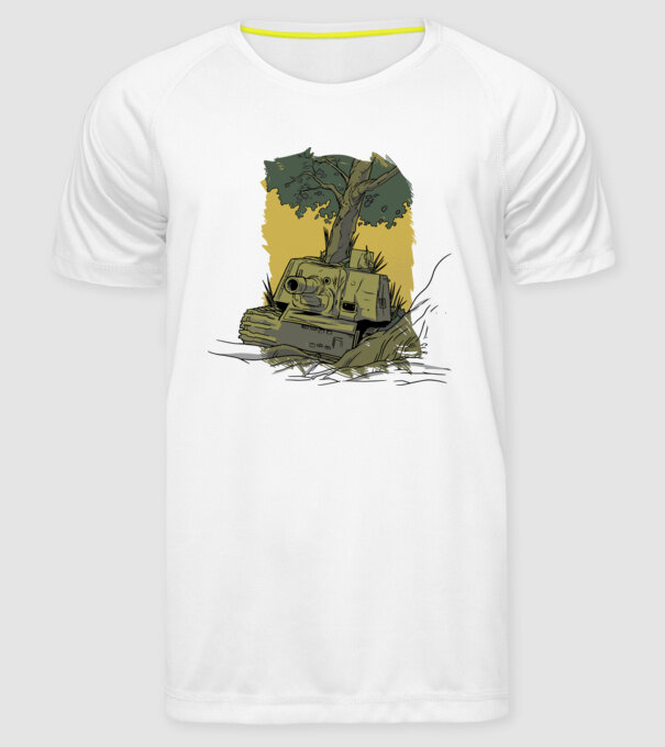 Tancuri model alb pe tricou