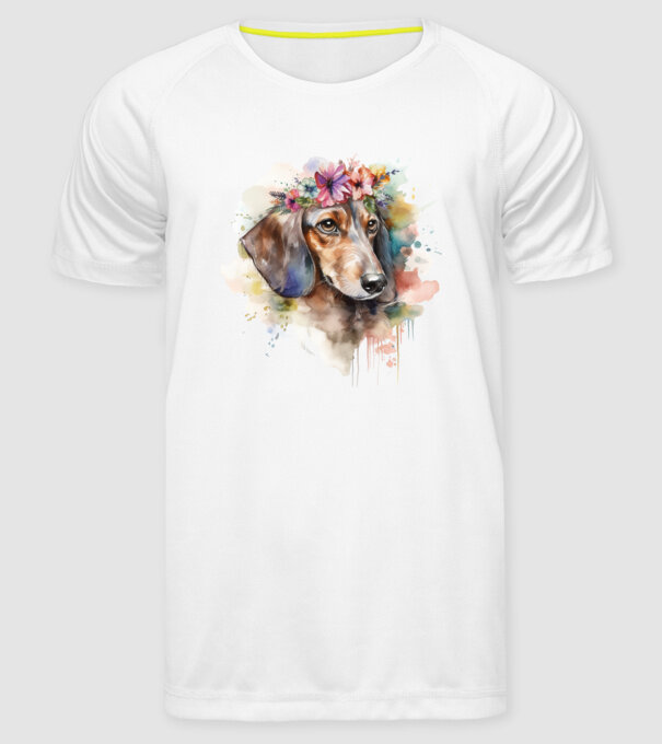 Teckel model alb pe tricou