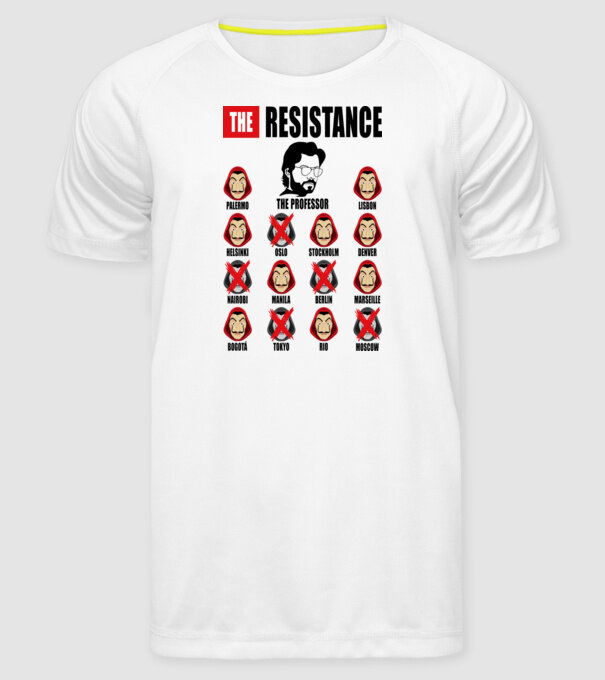 the resistance la casa de papel white model alb pe tricou
