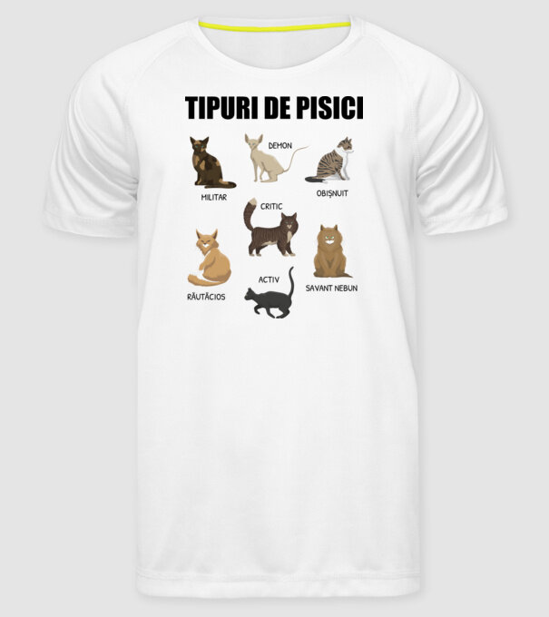 Tipuri de pisici model alb pe tricou