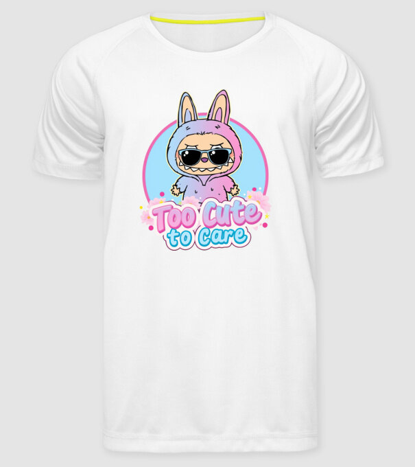 Too cute to care model alb pe tricou