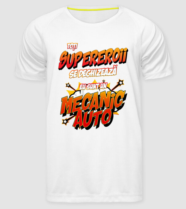 Toți supereroii se deghizează, eu sunt un mecanic auto model alb pe tricou