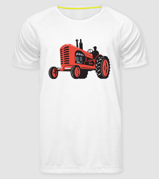 TRACTOR model alb pe tricou
