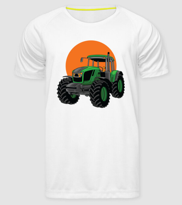 TRACTOR model alb pe tricou