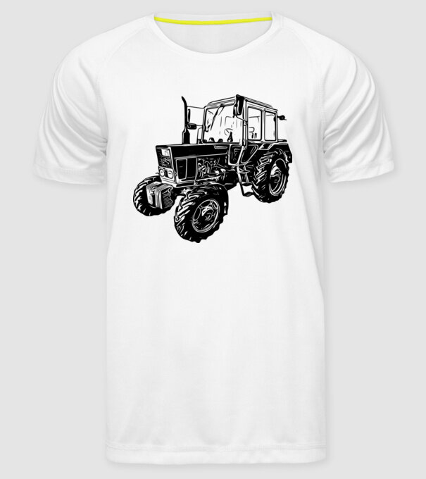 TRACTOR model alb pe tricou