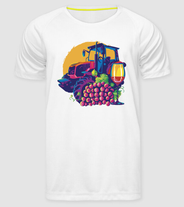 TRACTOR model alb pe tricou