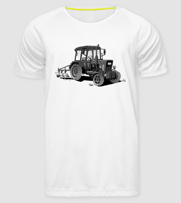 TRACTOR model alb pe tricou