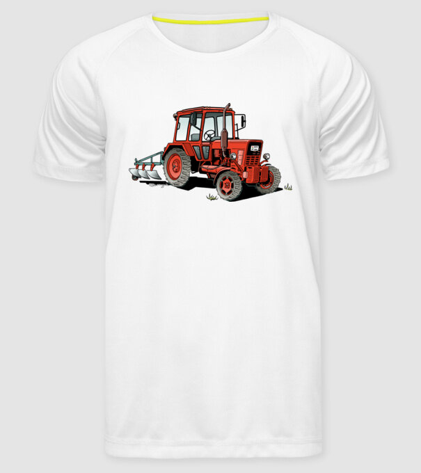 TRACTOR model alb pe tricou