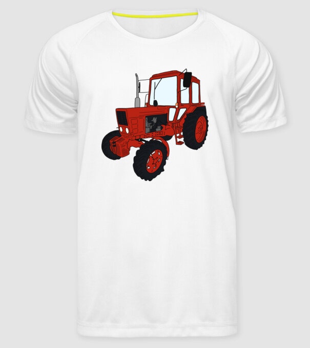 TRACTOR model alb pe tricou