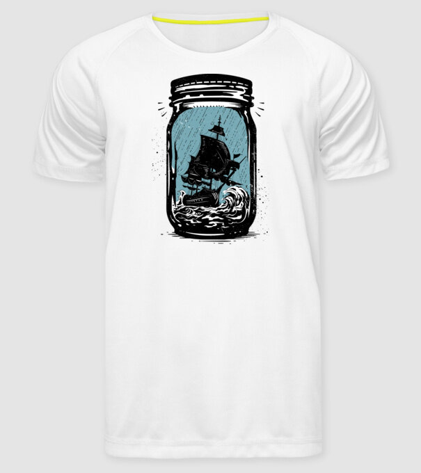 Trapped model alb pe tricou