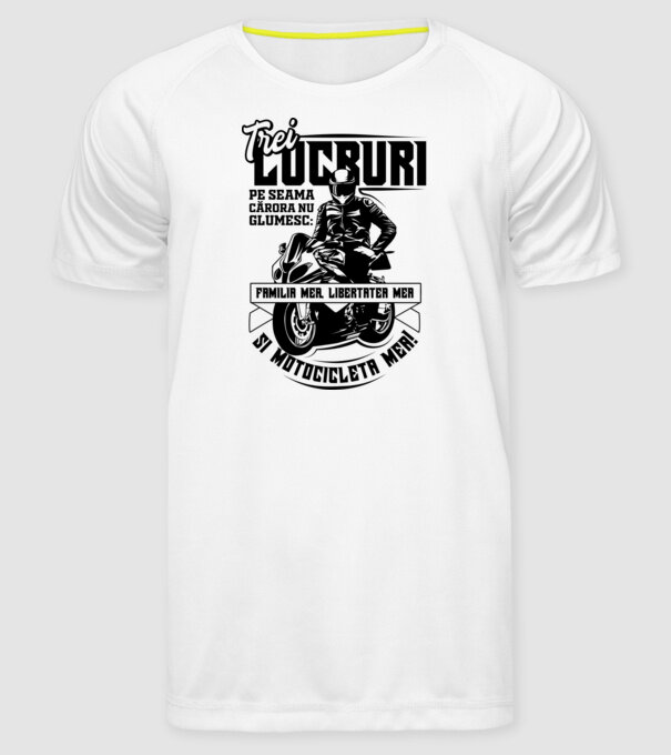 trei lucruri pe seama cărora nu glumesc: familia mea, libertatea mea și motocicleta mea model alb pe tricou