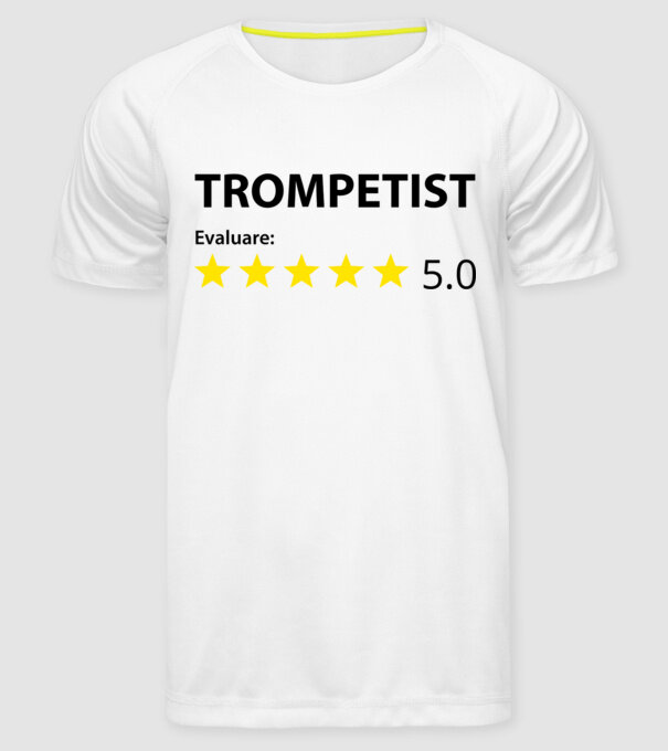trompetist evaluare model alb pe tricou