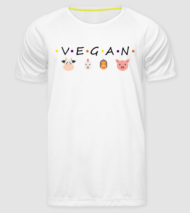 Vegan friends model alb pe tricou