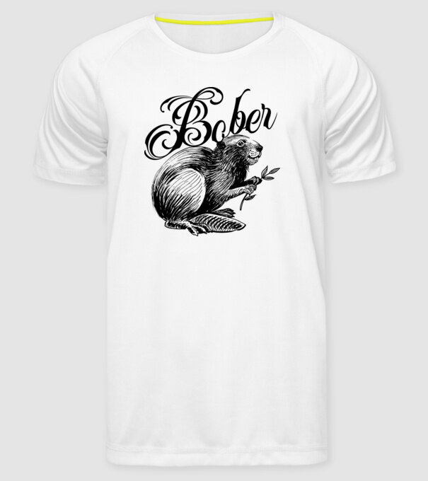 Vintage Bober model alb pe tricou