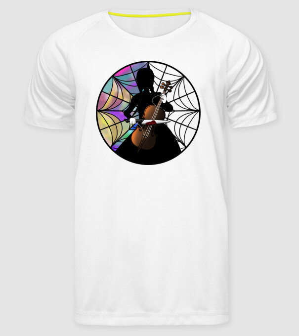 Wednesday Addams Cello - Enid room model alb pe tricou
