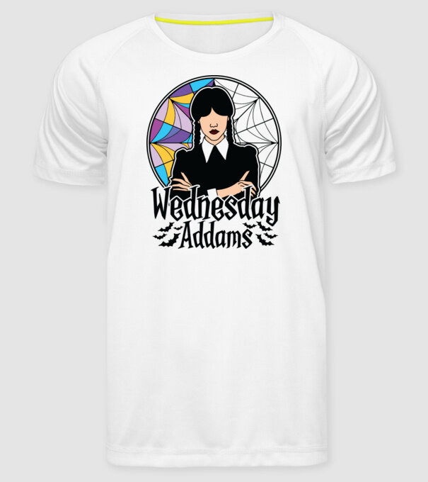 Wednesday Window colorful model alb pe tricou